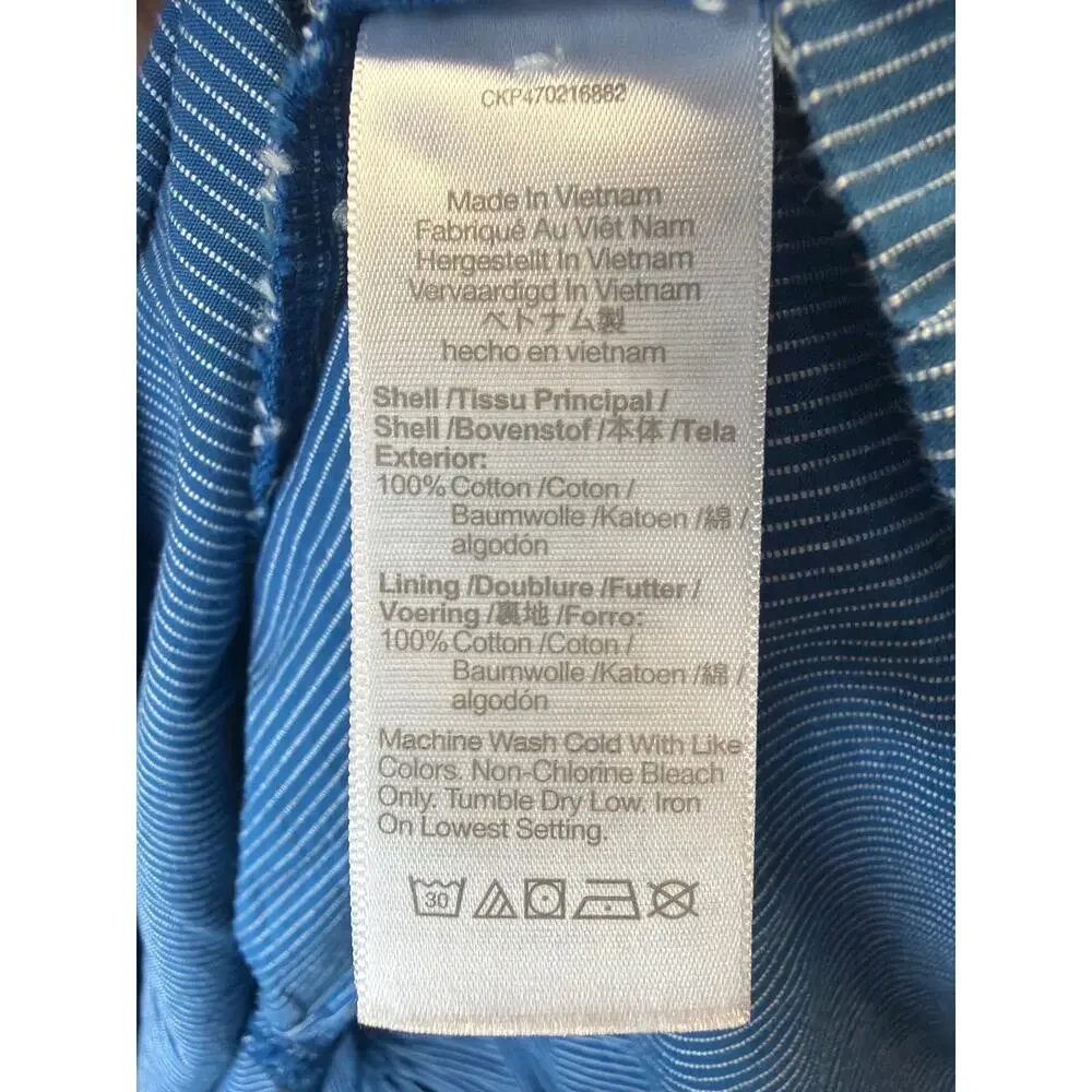 Madewell‎ Blue Striped Button-Front Tiered Midi Dress with Pockets size 0
